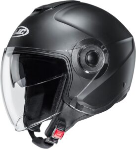 Casco jet HJC i40N nero semi opaco con visiera lunga