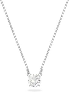 Collana Swarovski Stilla con catenina color argento e pendente con un solo cristallo bianco