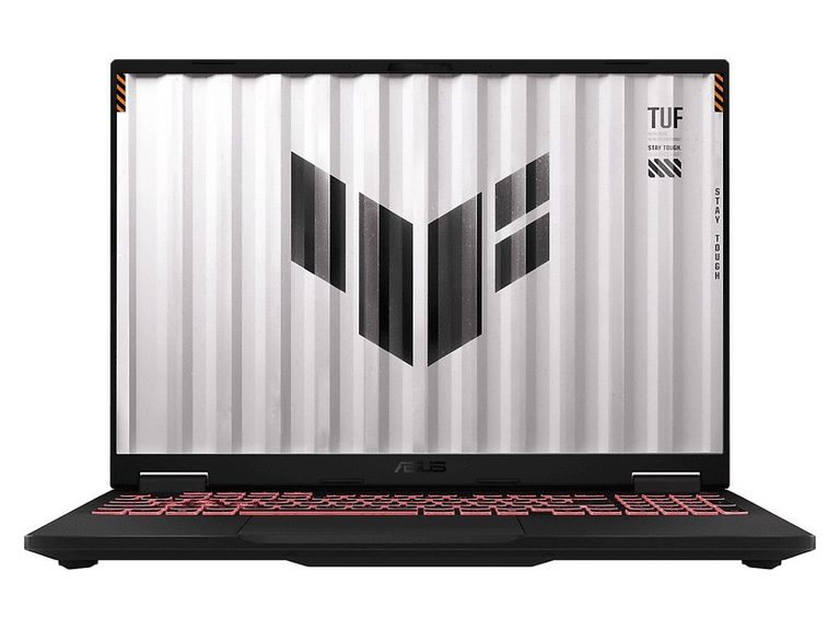 Notebook gaming Asus TUF Gaming A16 grigio con logo TUF