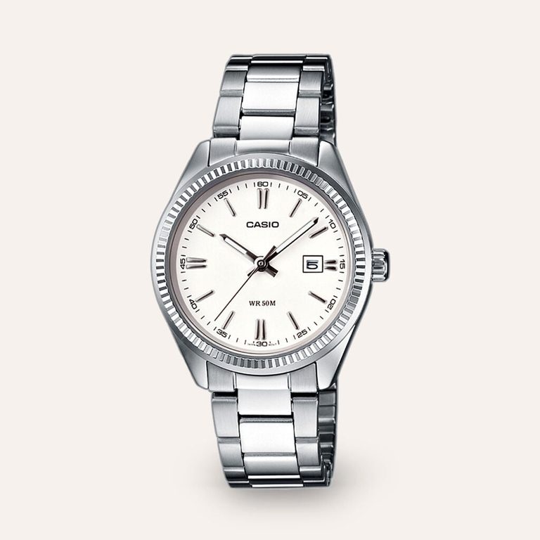 Orologio da donna Casio Collection LTP-1302PD con quadrante bianco e datario