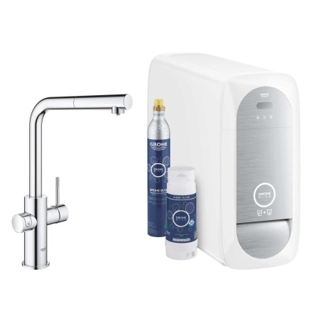 Rubinetto Grohe Blue Home con refrigeratore, bombola CO2 e filtro
