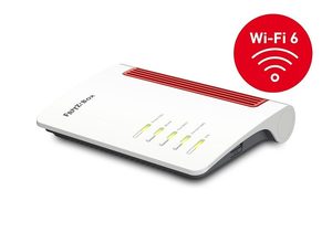 Modem router FRITZ!Box 7530 AX bianco e rosso con Wi-Fi 6