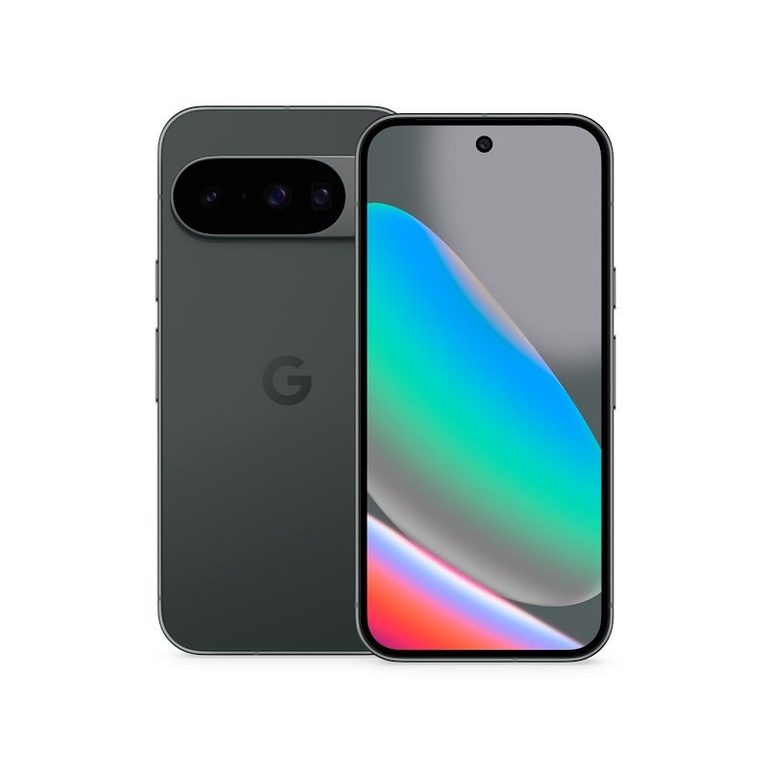 Smartphone Google Pixel 10 nero ossidiana, retro con barra delle fotocamere e schermo