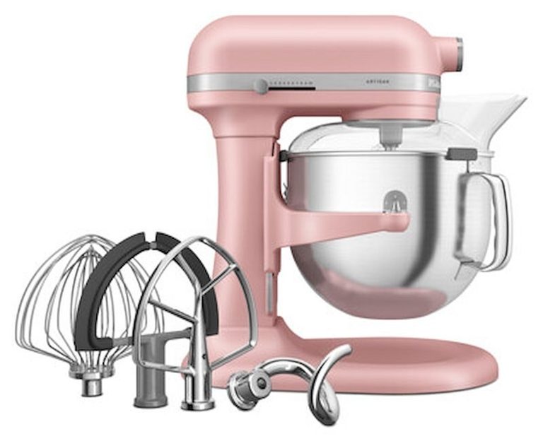 Impastatrice planetaria KitchenAid 5KSM70SHX rosa con ciotola sollevabile da 6,6 litri e accessori