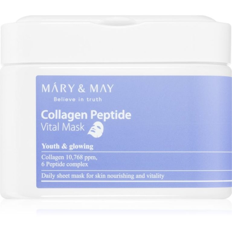 Barattolo da 30 maschere in tessuto Mary&May Collagen Peptide Vital Mask