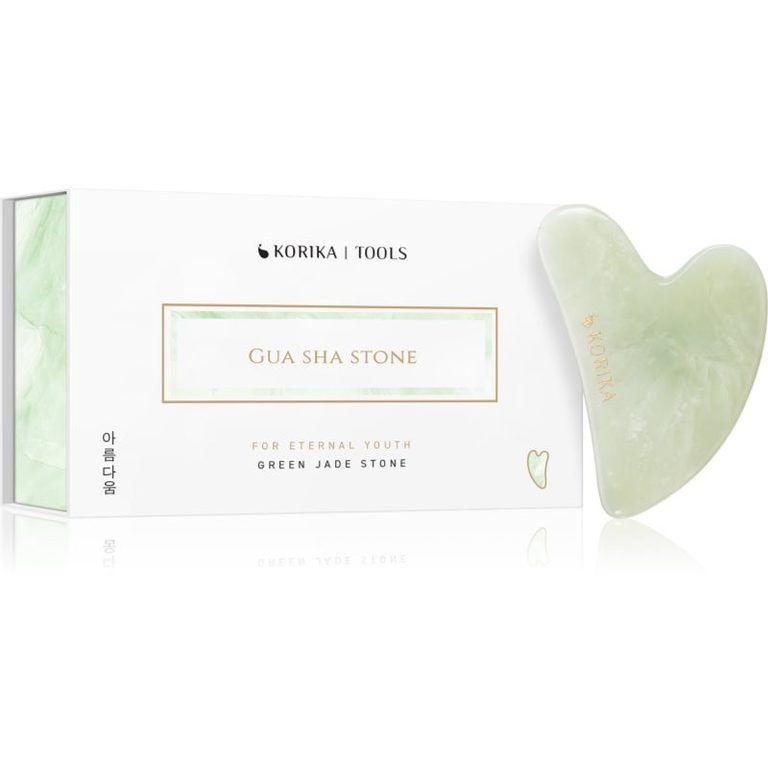 Pietra gua sha in giada verde KORIKA con scatola