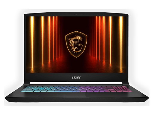 Notebook gaming MSI Katana 15 HX con logo MSI sullo schermo