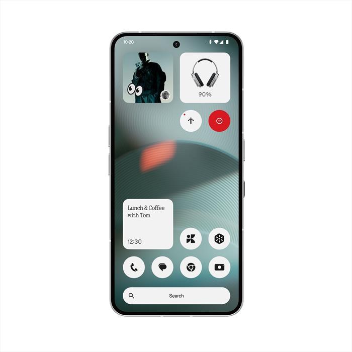 Smartphone Nothing Phone (3) bianco, schermo con interfaccia Nothing OS
