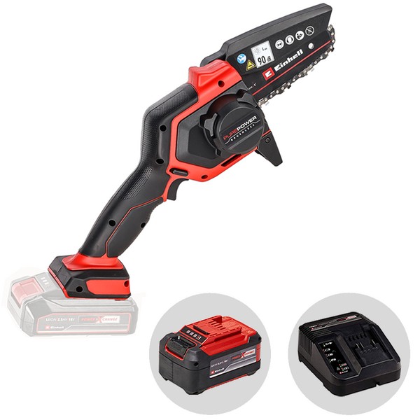 Mini motosega a batteria Einhell GE-PS 18/15 Li BL rossa e nera