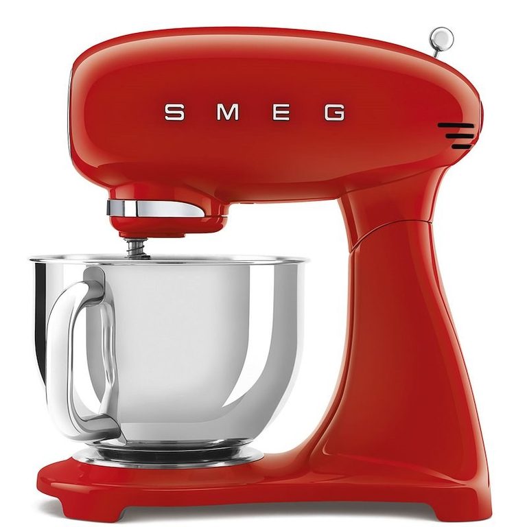 Impastatrice planetaria Smeg SMF03 rossa in stile anni '50 con ciotola da 4,8 litri