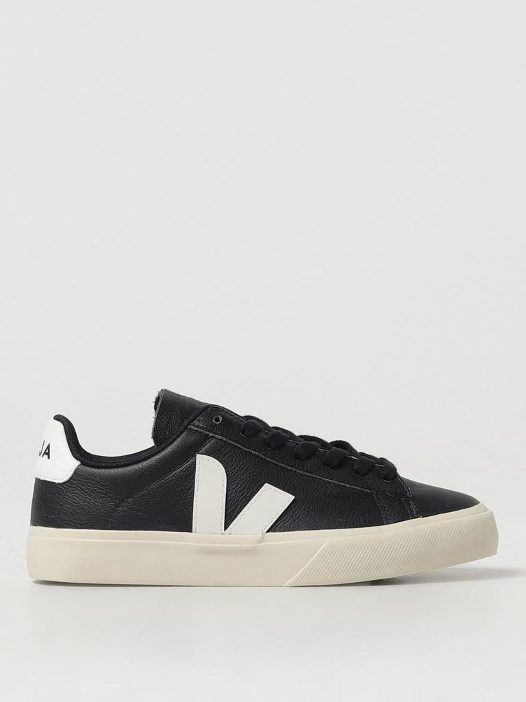 Sneakers Veja Campo in pelle senza cromo nera e bianca