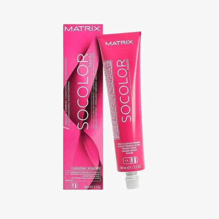 Tinta per capelli Matrix SoColor in tubo rosa con astuccio